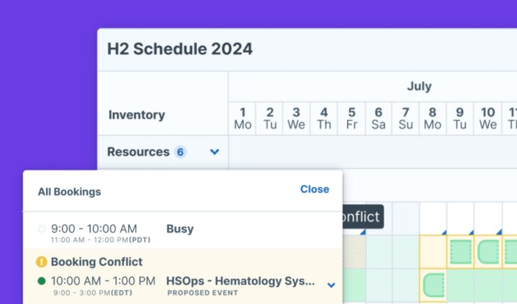 Screenshots of the UI of Administrate's Scheduler feature.